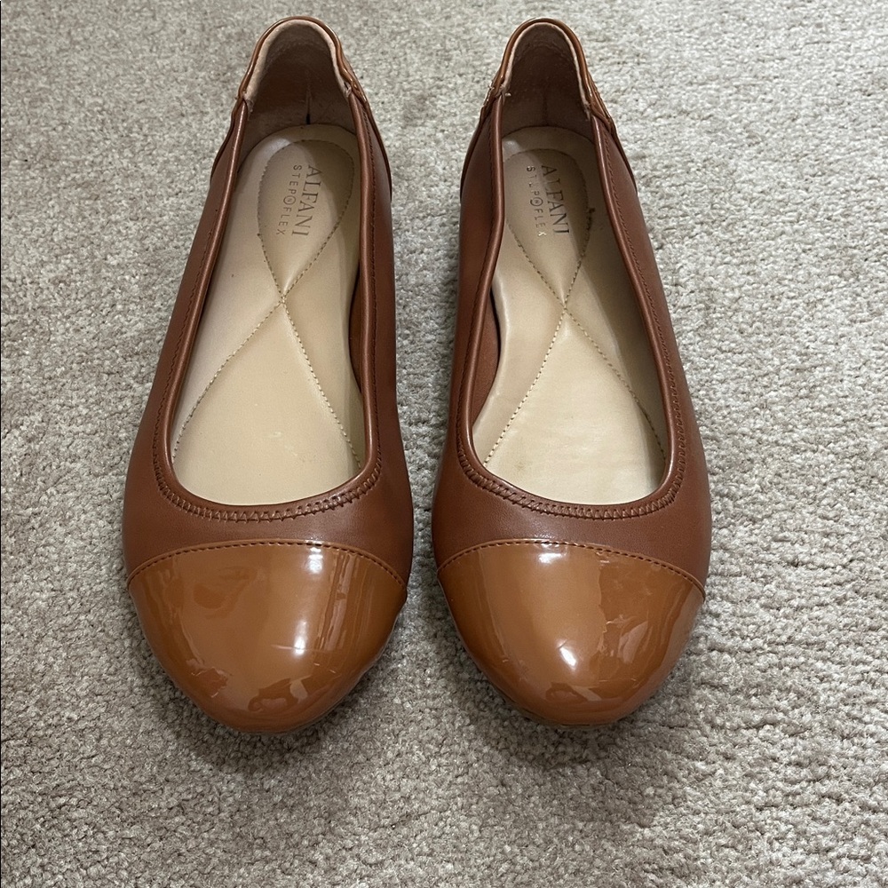 Alfani Step N Flex Flats 9.5 M Butterscotch Brown Clay color Like New